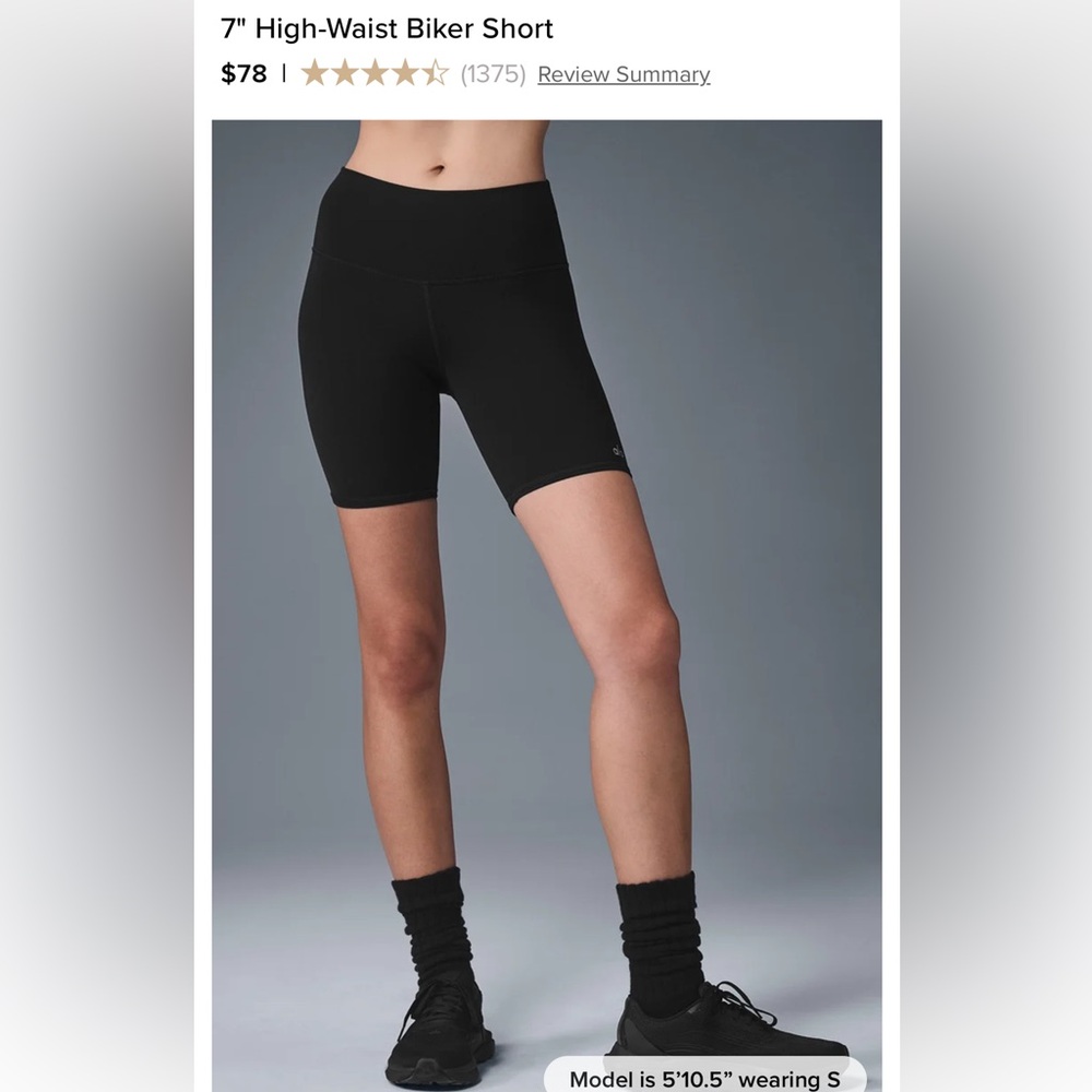 Alo Yoga 7" High-Waist Biker Short, Black- Small